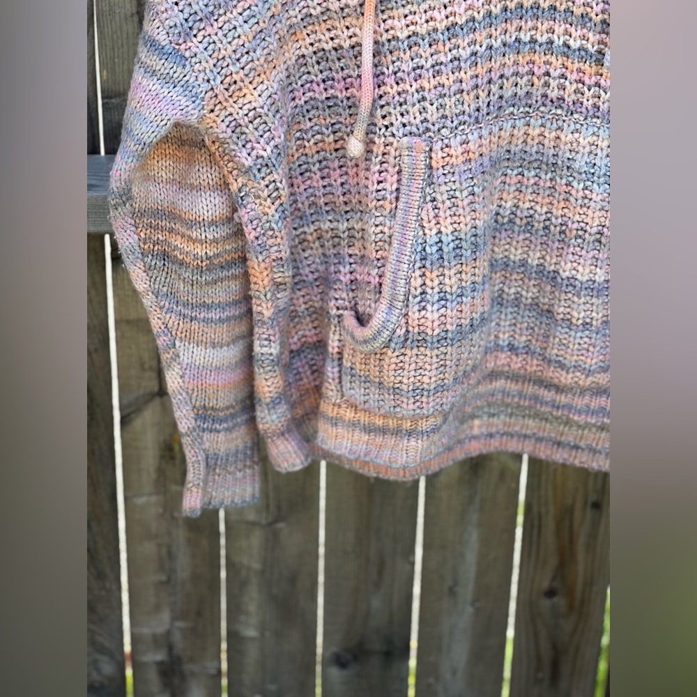 Aerie Street Comfy Chucky Knit Striped Pullover Hoodie Sweater - Picture 7 of 13